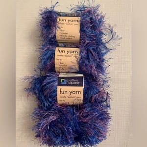 Lot of 4 Crafters Square Fun Yarn Blue/Purple color